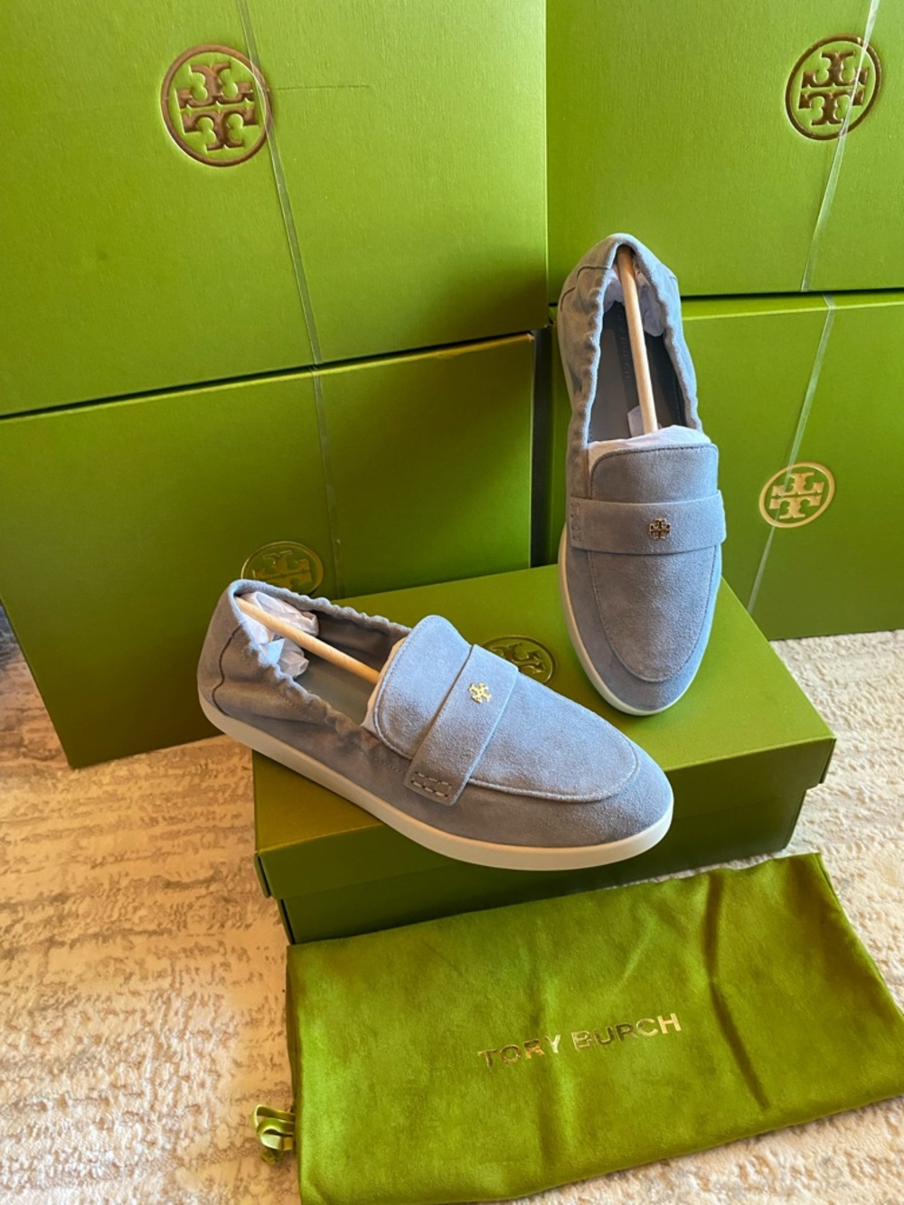 Tory Burch Ballet Sport  Blue Suede Loafers
